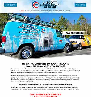 image of home page for a HVAC company