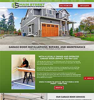 image of home page for a garage door company