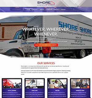 image of home page for a logistics company